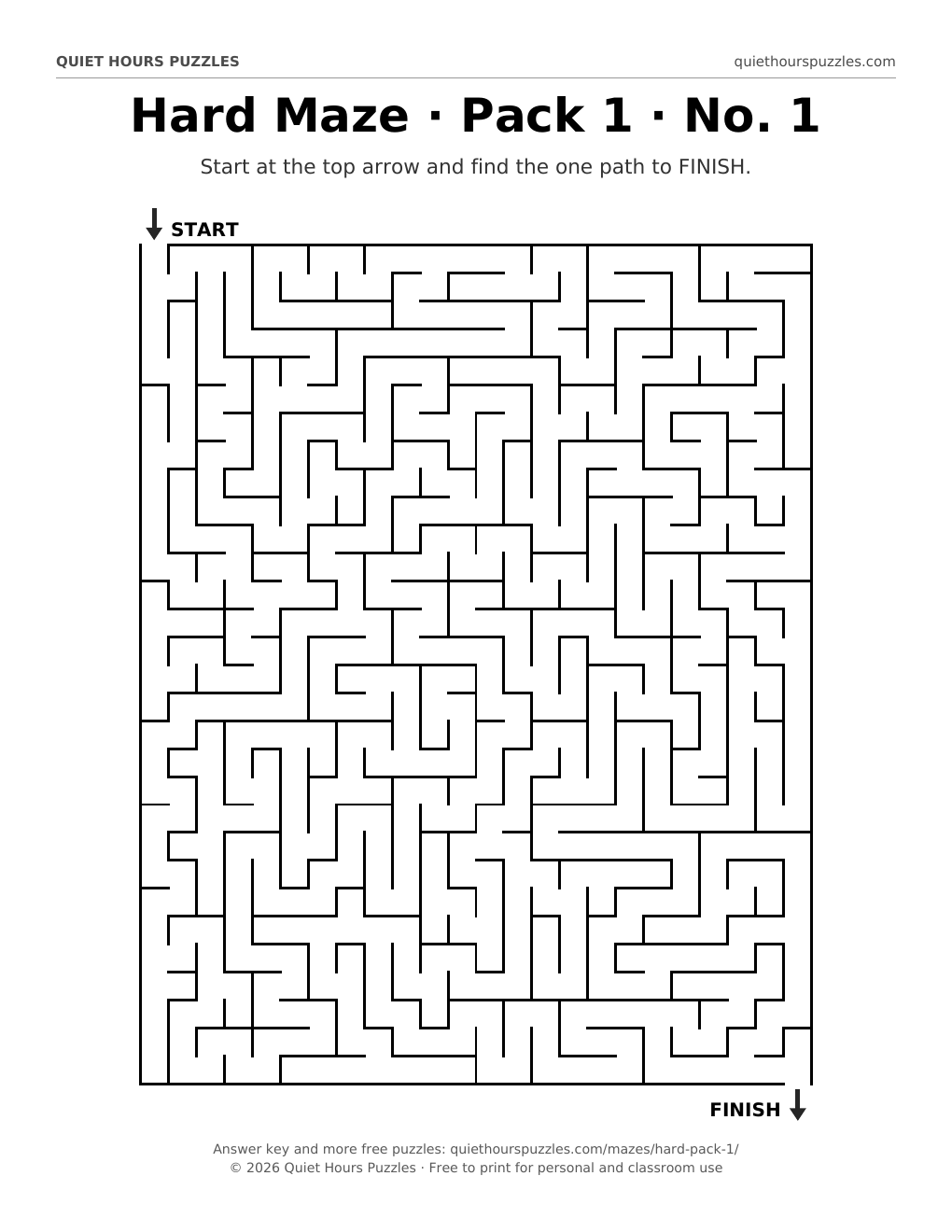 Preview of a hard maze page