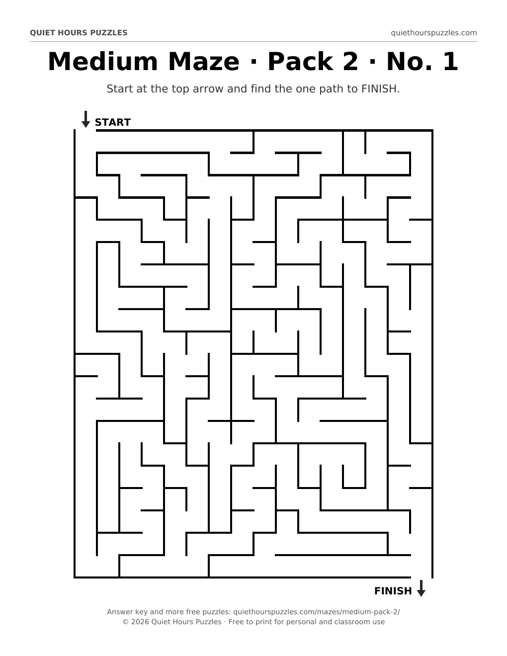 Preview of a medium maze page