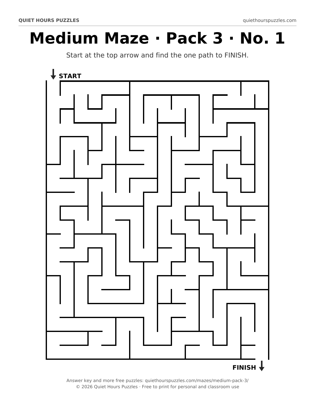 Preview of a medium maze page